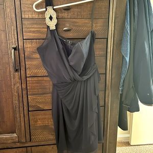 Navy Blue one shoulder cocktail dress
